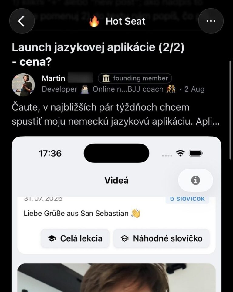 Hot Seat - clen komunity riesi cenu pred spustenim jazykovej aplikacie