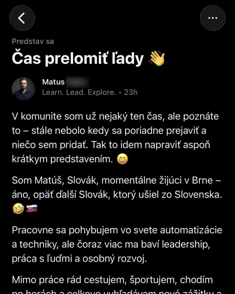 Predstavenie nového člena v komunite Lifemaxxeri