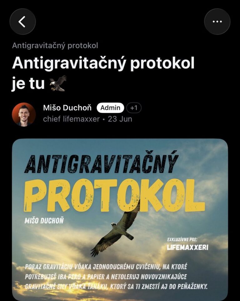 Prispevok s Antigravitacnym protokolom a PDF na stiahnutie