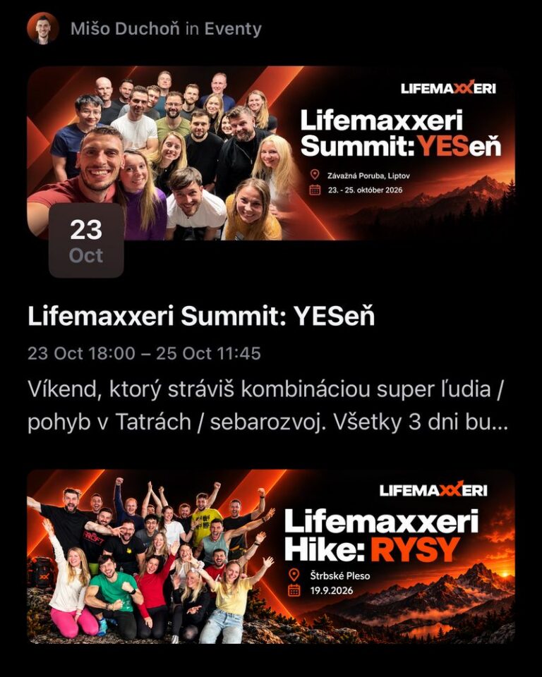Pozvánky na Lifemaxxeri Summit a hike na Rysy